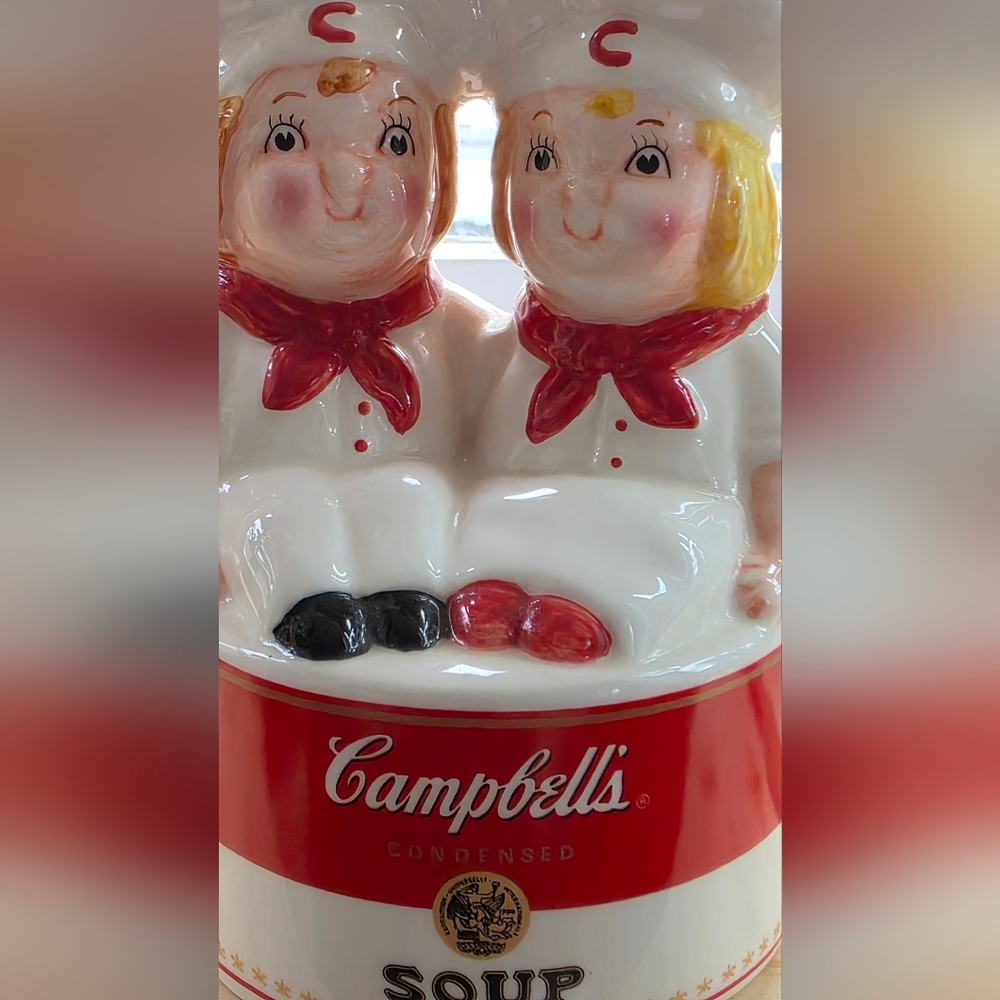 Campbell's Red & White Ceramic Twin Sponge Holder Vintage - Picture 5 of 8